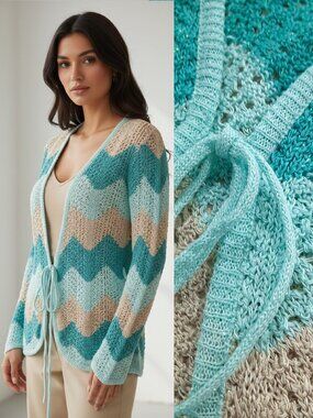 Sparkling chevron tie front sweater - Metro Seven brand - NWT
